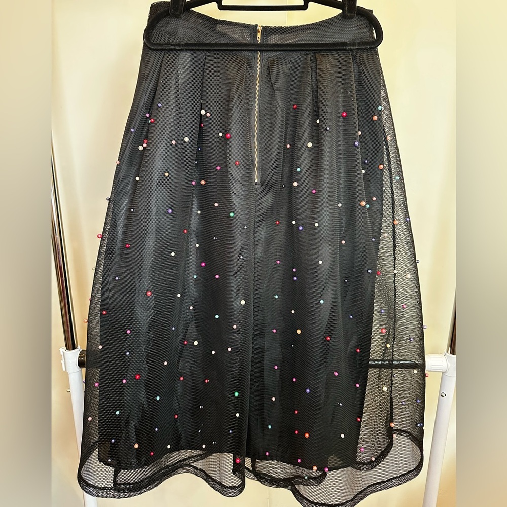 Fun Black Mesh Skirt with Colorful Beaded accents